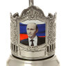 Никелированный подстаканник "Путин на фоне российского флага" Кольчугино