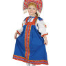 Русский народный костюм "Дуняша" детский хлопковый синий сарафан и блузка