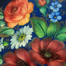 Поднос с росписью "Цветы на синем" D-32 см с фигурным краем, арт. А-8.14